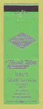 Matchbook Cover - Shell oil gas Bill's Elgin IL Goodyear Tires  GREEN