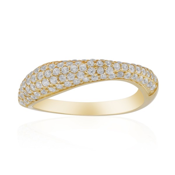 Cavill Zirkonring Damen Ring Sterlingsilber Vergoldet 0,90Ct Elegant-image