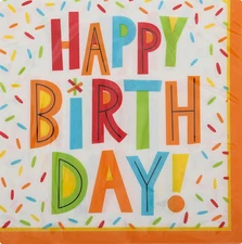 Creative Converting Happy Birthday Fun Luncheon Napkins with Printed Colorful Co