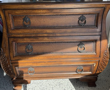 Three-Drawer Wooden Frame Storage Chest with Woven Wicker Basket Drawers — listing 6