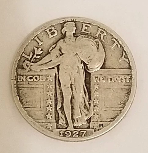 1927   25 Cent  Standing Liberty Quarter - EXTREMELY DETAILED. 90% SILVER COIN.