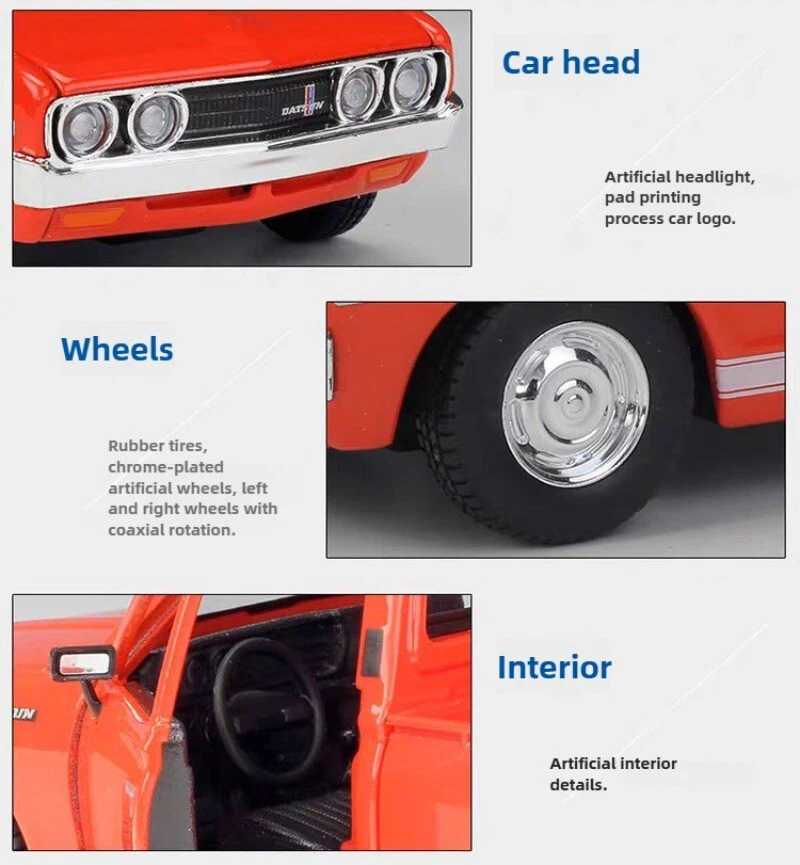 Escala 1:24 1973 Datsun 620 Pick-up Metal Coche Modelo Juguetes Adorno IDEA DE REGALO Foto 4 de 4