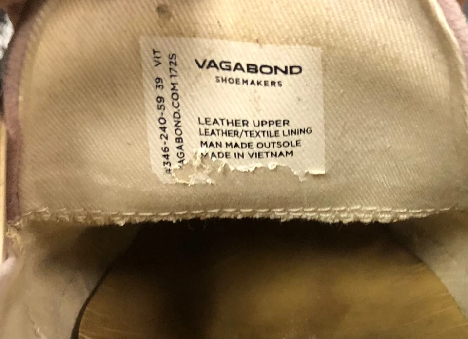 ZAPATILLAS VAGABOND ROSA CLARO GAMUZA BLANCA SUELA INFERIOR DE GOMA PARA MUJER SIN CORDONES TALLA 39 Foto 2 de 4