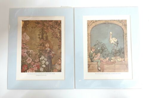 Two Vintage Mounted Prints Hans Christian Andersen Fairy Tales Heath Robinson - Picture 1 of 9