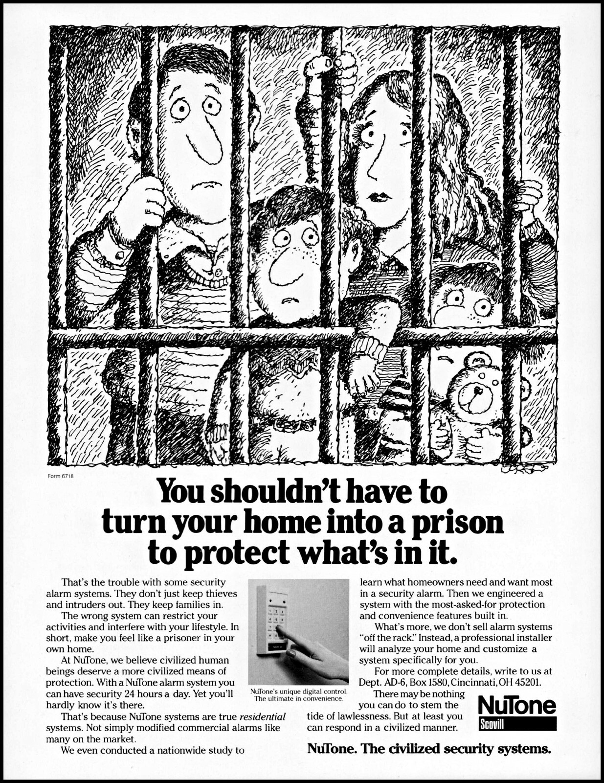 1982 Family in prison NuTone Security Systems vintage art print ad ads68