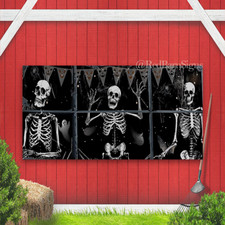 Ghost Skeleton Garage Door Banner Halloween Garage Backdrop