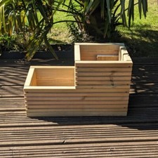Two Tier Wood Decking Planter Trough Garden Pot
