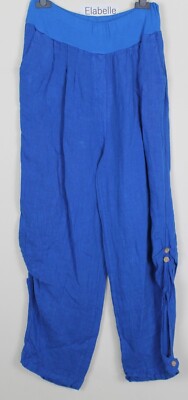 NEU DAMEN ITALIENISCHE ÜBERGRÖSSE LAGENLOOK 2 POCKET BOHO LEINEN HOSE BAGGY HOSE