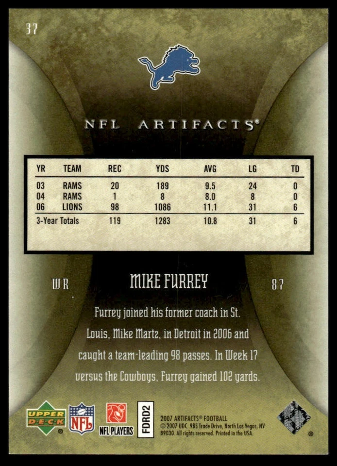 2007 Upper Deck Artifacts #37 Mike Furrey Green #/99 - Image 2 of 2