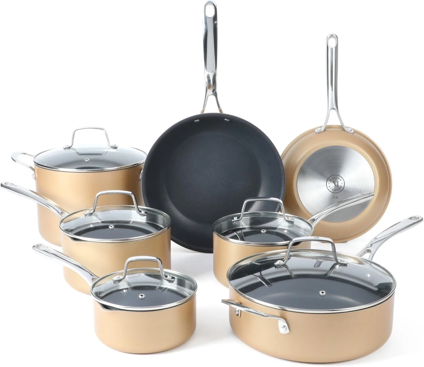 Premium 12-Piece Hard Anodized Nonstick Cookware Set - Induction Safe Copper