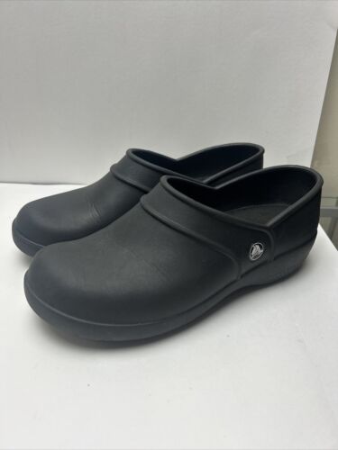 Crocs Dual Comfort Black Nursing Work Clogs Non-Slip Shoes Women's Size 8 Lock