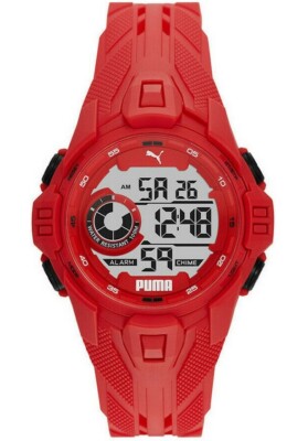 PUMA Digital Bold P5040 Herrenuhr Uhr Alarm Light Sportuhr Silikon Rot neu 