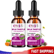 2Packs Milk Thistle Liquid Drop,Dandelion Root,Liver Cleanse Immune Support 30ml
