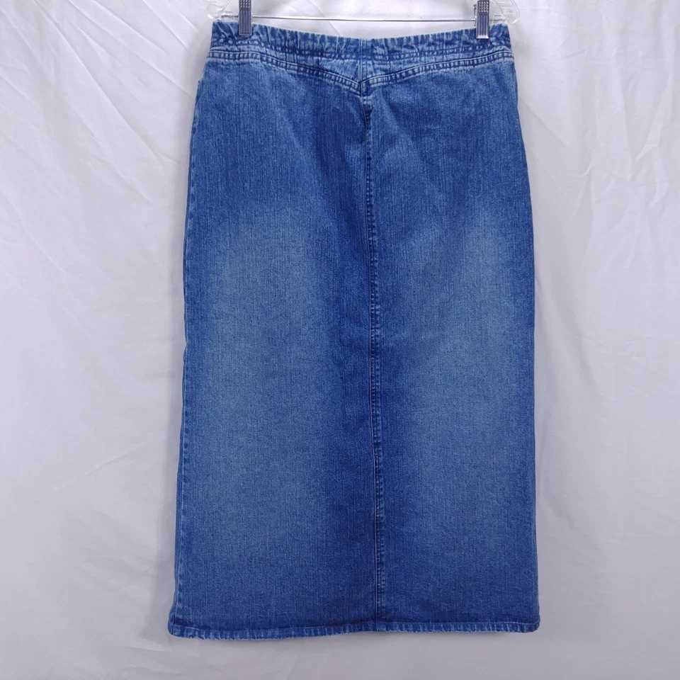 Falda vaquera deportiva Villager talla 12 para mujer falda vaquera azul larga abertura de 17" Foto 4 de 4