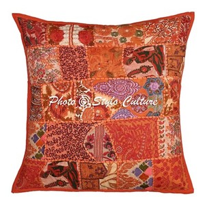 Indian Cotton Decorative Pillows Pink 16x16 Patchwork Floral Cushion Cover Indian Cotton Decorative Pillows Pink 16x16 Patchwork Floral Cushion Cover