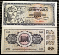Yugoslavia 1000 Dinara 1981 Banknote World Paper Money UNC