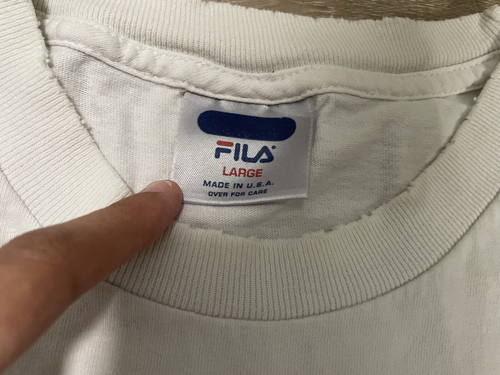 T shirt vintage anni 90 FILA atletica uomo taglia L grande bianca grafica made in USA