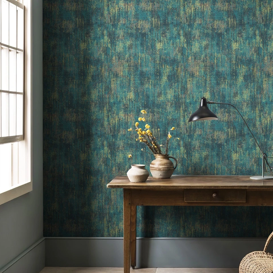 Industrial Style Blue Traditional Wallpaper Non Adhesive 17.3"X236" Wall Decor - Image 4 of 4