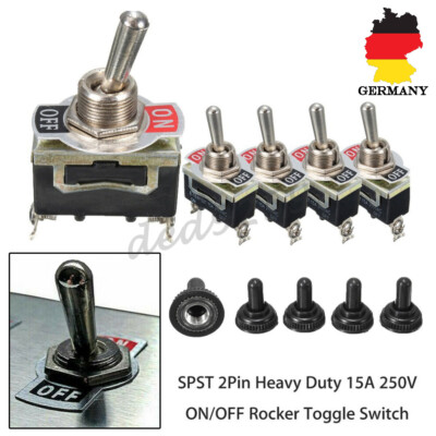 5x 2 Pin Kippschalter Wippschalter 12V 24V 220V 230V 10A ON/OFF Auto KFZ Boot DE