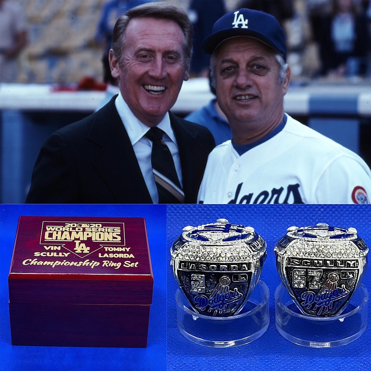 VIN SCULLY & LASORDA Los Angeles Dodgers 2020 World Series