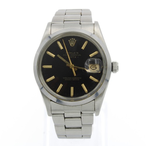 1982 Vintage Rolex Oyster Perpetual Date Black Gilt Dial Quick Set Ref. 15000