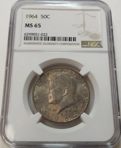 *TONED* 1964 KENNEDY 50C HALF DOLLAR NGC MS65 #6299051-022
