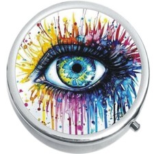 Watercolor Eye Medicine Vitamin Compact Pill Box