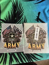Lot Of 2 US Army Double Flag Patriotic Decal Display With Pride