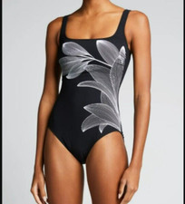 Gottex Fine Line Square-Neck Black One-Piece Swimsuit Sz 10/EU 42/IK 12