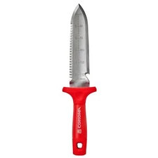 Red Hori Hori Knife Multi Purpose Garden Tool with Comfort Grip Stainless Steel