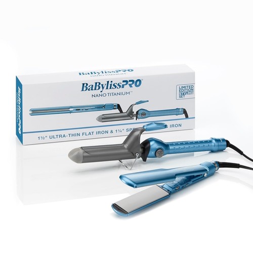 BaBylissPRO Nano Titanium Limited Edition Hair Styling Set - Flat & Curling Iron - Picture 5 of 6