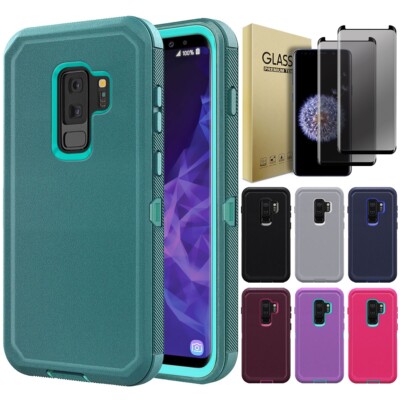 For Samsung Galaxy S9/S9 Plus Heavy Duty Phone Case Cover Privacy Tempered Glass