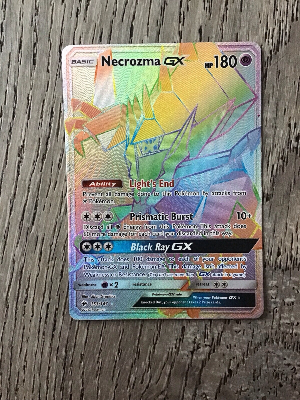 Pokemon - Necrozma GX (Secret) - 153/147 - Burning Shadows - Holo - Secret Ra NM