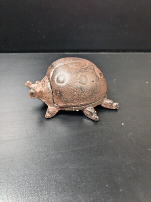 Cast Iron Lady Bug Key Keeper Hide Garden Yard Ornament Display Trinket Holder 