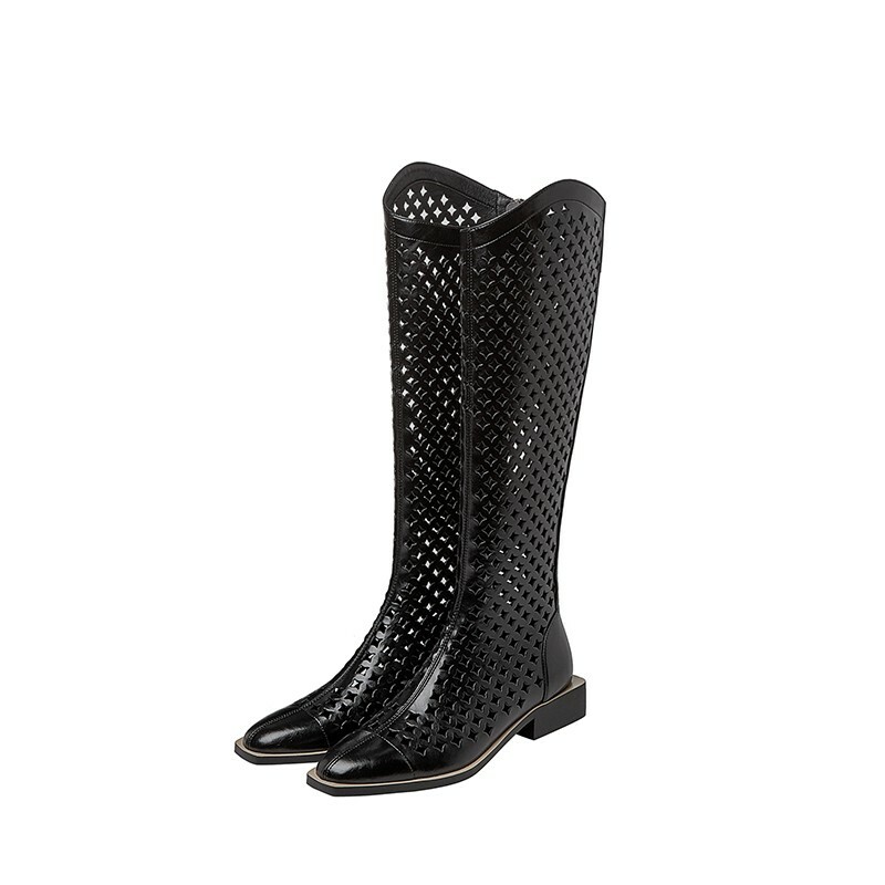 ファッション人気ブランドランキング Women Hollow Out Summer Fashion Mesh Breathable Zipper Knee 靴