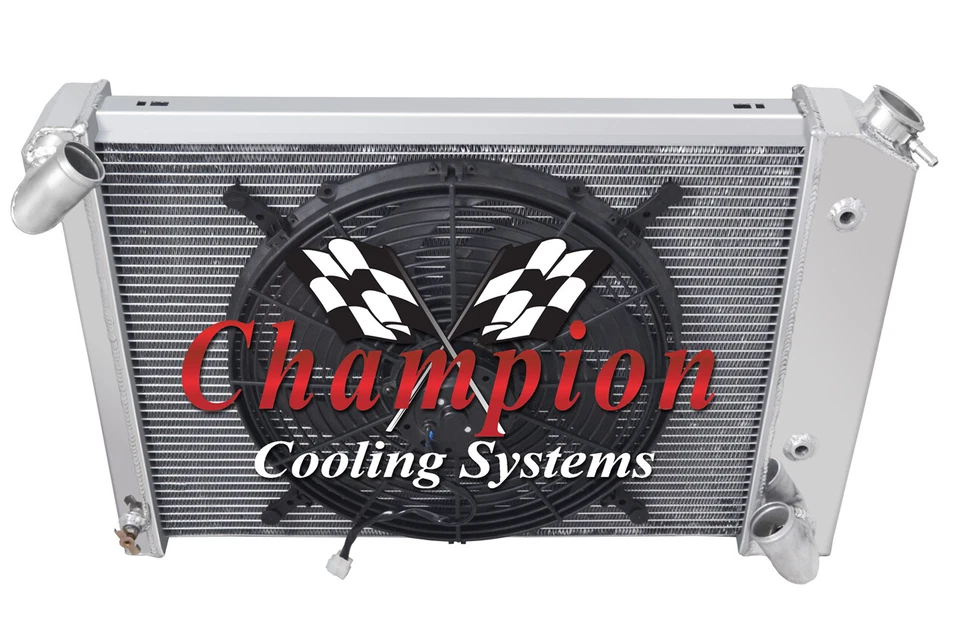 Radiador KR Champion 4 filas con ventilador de 16" para Chevrolet Corvette 1966 67 1968 motor V8 Foto 3 de 4