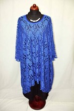 Lagenlook Edel-Ballon-Kleid-Tunika Spitze royal-blau 52,54,56,58,60,62,XXXXXL