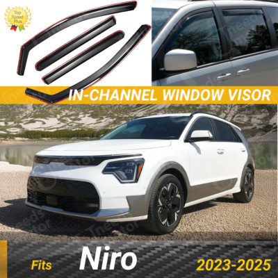 Fits Niro 2023-2025 In-Channel Window Visors Side Door Vent Sun Shade Protectors