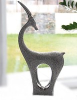 Skulptur Gazelle Tierfigur Keramik Modern Silberfarben HöHe 31,5Cm Gilde