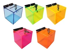 T'z Tagz Neon Color Variation Acrylic Locking Donation, Ballot, Suggestion Box