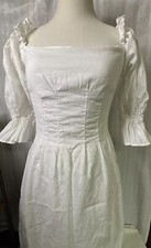 Shein, Short Sleeve, Fitted Midi Lined, White Cotton Milk Maid Dress Sz. Sm.Tall