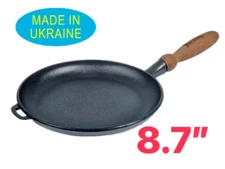 Maysternya Ukraine Cast Iron Pancake Pan Crepe Pan Fry Pan Skillet w/Wood Handle