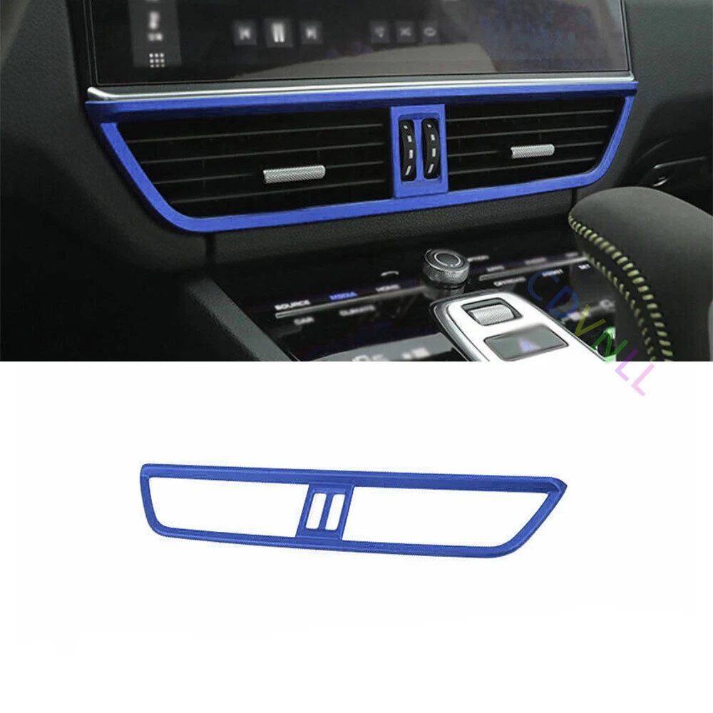 For Porsche Cayenne 2018-22 Bright Blue Central Console Air Outlet Vent Trim 1*