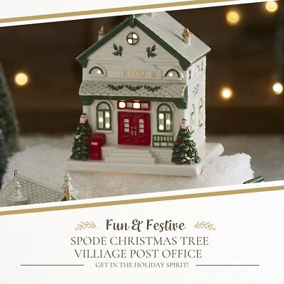 Spode Christmas Village Post Office Dolomite LED Figurine, 6.5