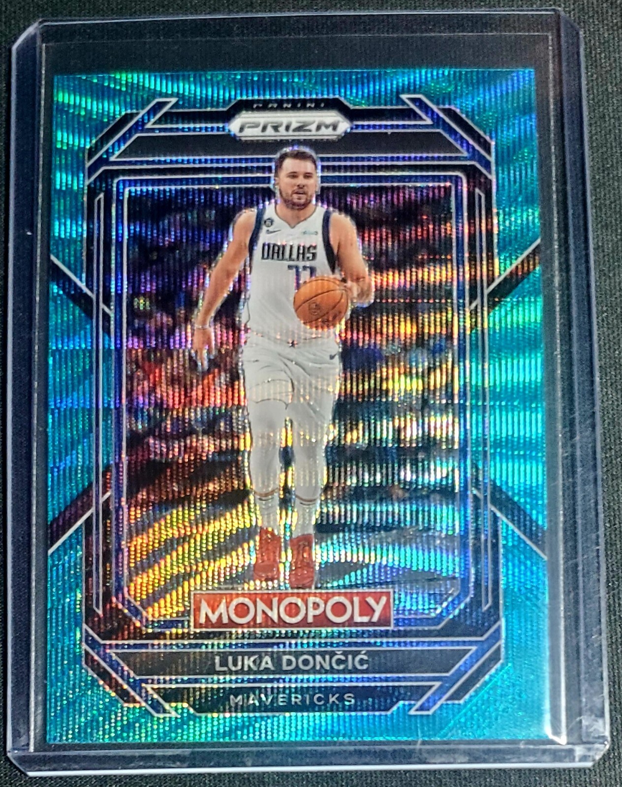 2022-23 Panini Prizm Monopoly Teal Wave Refractors Luka Doncic Mavs #19