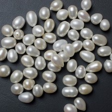 Wholesale Lot of 10.5x8.5mm Natural Freshwater Pearl Half Drilled Loose Beads