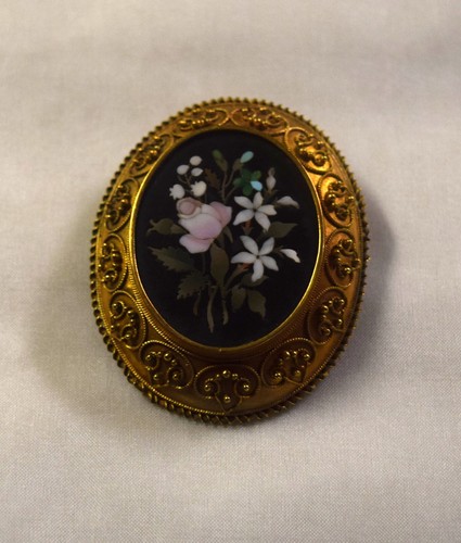 Beautiful antique inlaid brooch gold filigree | eBay
