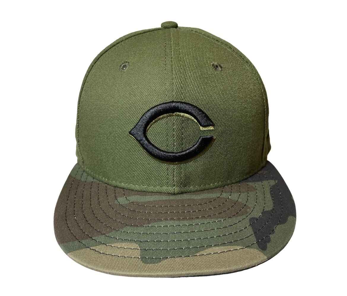 Cincinnati Reds New Era 59FIFTY Fitted Hat -Green/Camo, Size 7/8