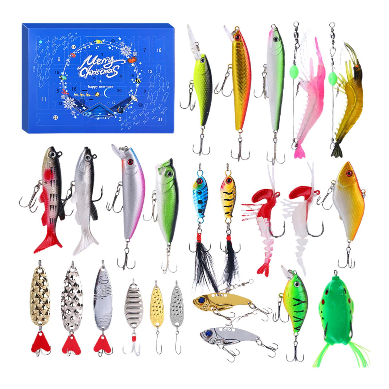 Fishing Tackle Advent Calendar Surprise Gift Box 24-day Christmas Countdown Set