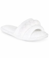 Charter Club Braided-Detail Open-Toe Slippers Size XL in white